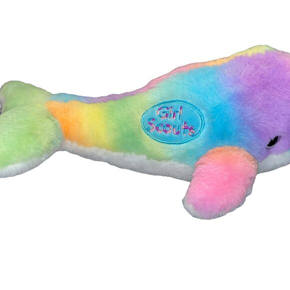 Girl Scouts Plush Narwhal Whale Stuffed Animal Pastel Rainbow Striped 75703 13” - Picture 13 of 15